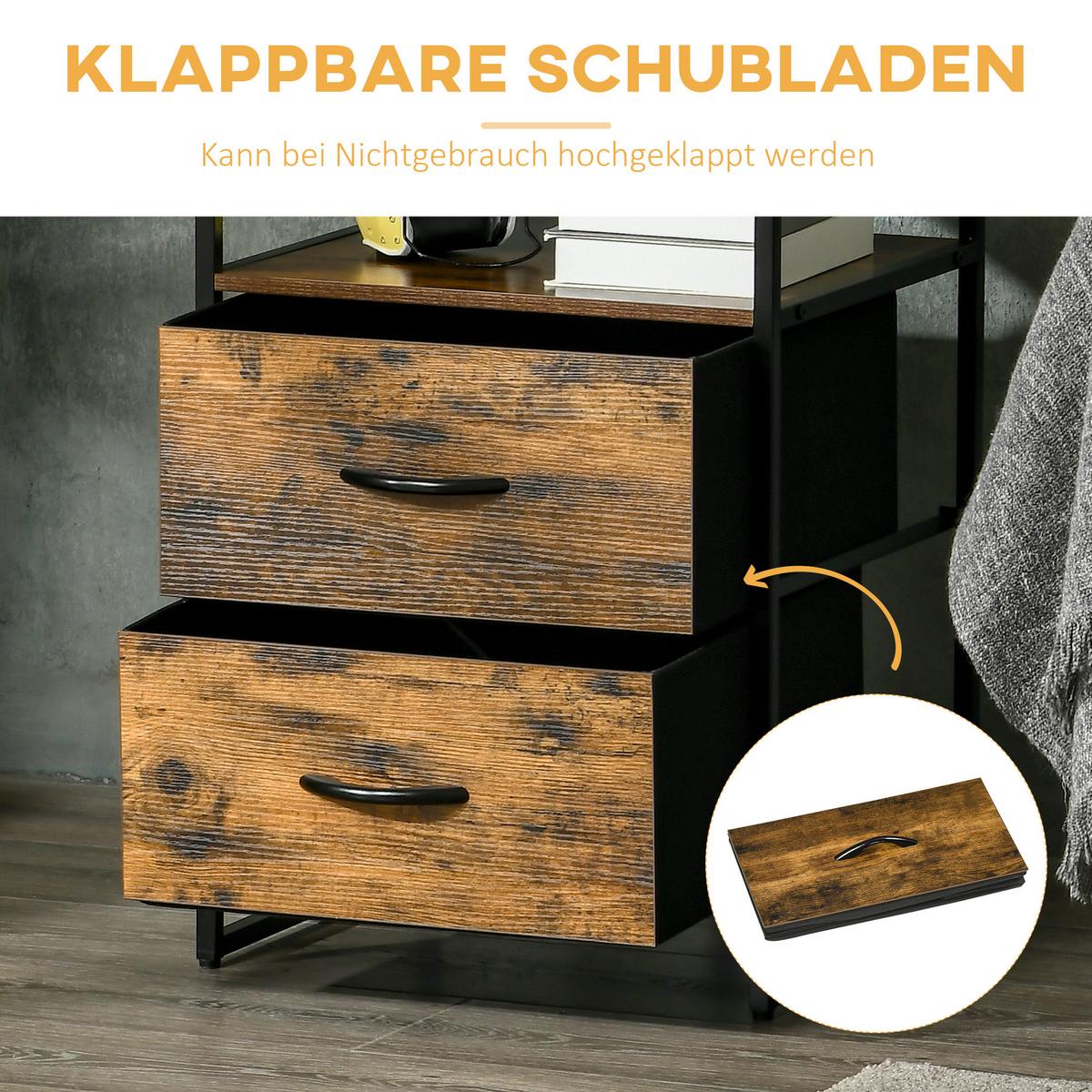 KOMMODE aus Stoff mit 2 Schubladen, Rustikal-Braun - Braun, Textil (40/70.5/45cm) - HOMCOM