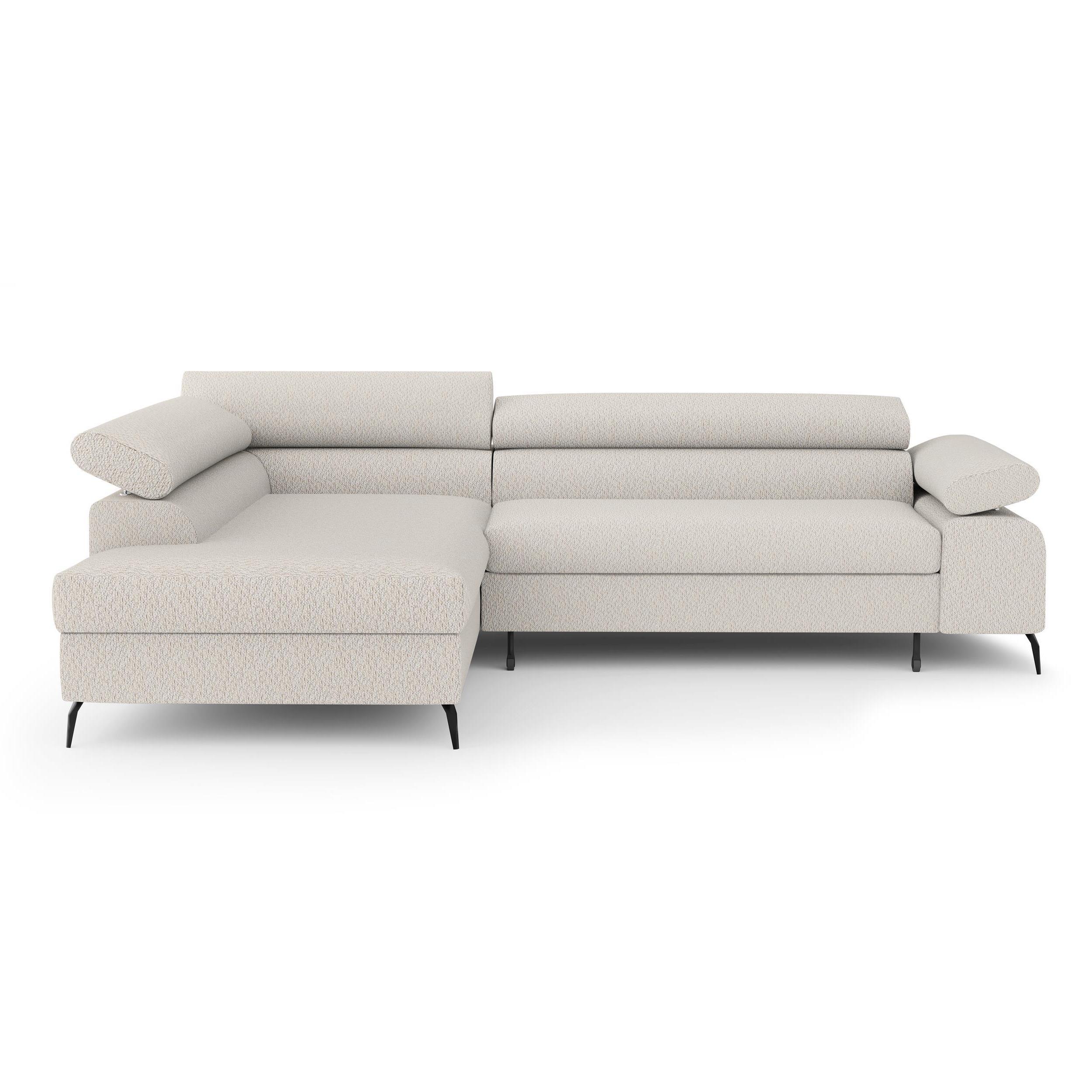 ECKSCHLAFSOFA Mellow mit Bettkasten, Beige, links - Beige/Schwarz, Textil (270/205cm) - Beautysofa