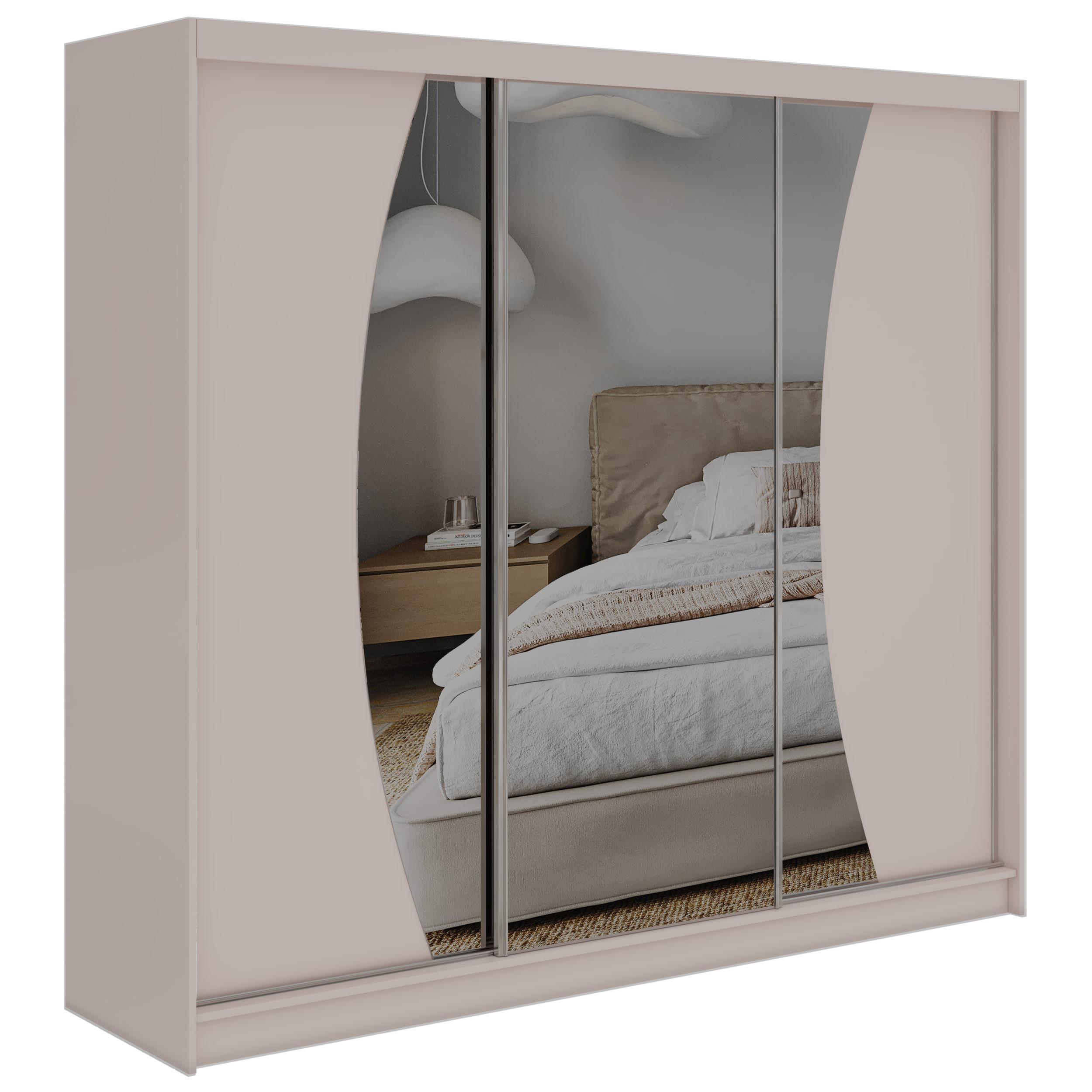 SCHWEBETÜRENSCHRANK 240 - VERONA - Kaschmir mit Spiegel - Kaschmir/Alufarben, Holzwerkstoff/Metall (240/216/61cm) - MKS