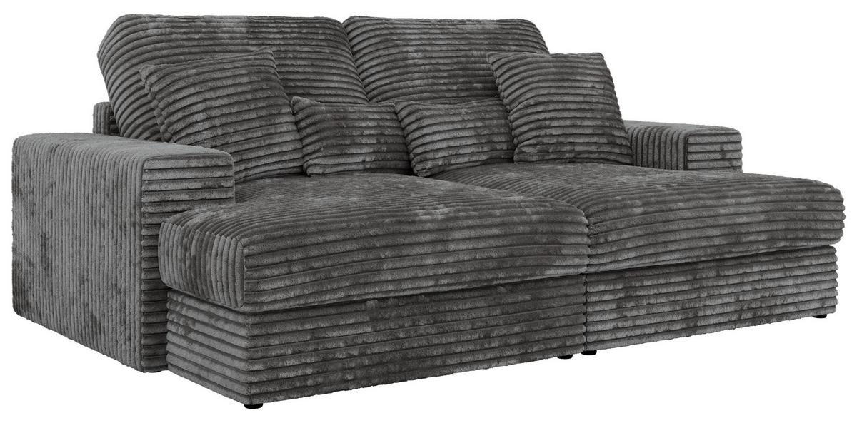 4-SITZER SOFA ANERA - Grau Cord - Schwarz/Grau, Kunststoff/Textil (248/107/163cm) - MKS
