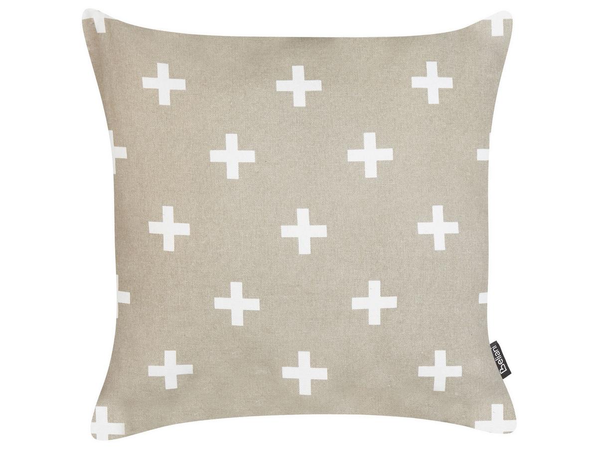 DEKOKISSEN 2er-Set Taupe 45/45 cm Velleia - Taupe/Weiß, Naturmaterialien (45/45cm) - Beliani