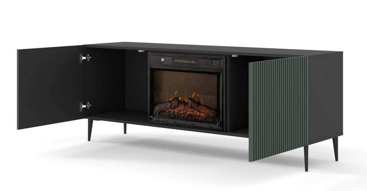 KOMMODE Schwarz, Dunkelgrün 170/63/42 - Dunkelgrün/Schwarz, Holzwerkstoff (170/63/42cm) - RAUMHIRSCH FURNITURE