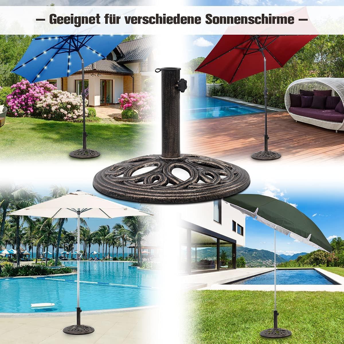 SONNENSCHIRMSTÄNDER Marktschirmständer Braun - Braun, Metall (60/32/46cm) - COSTWAY