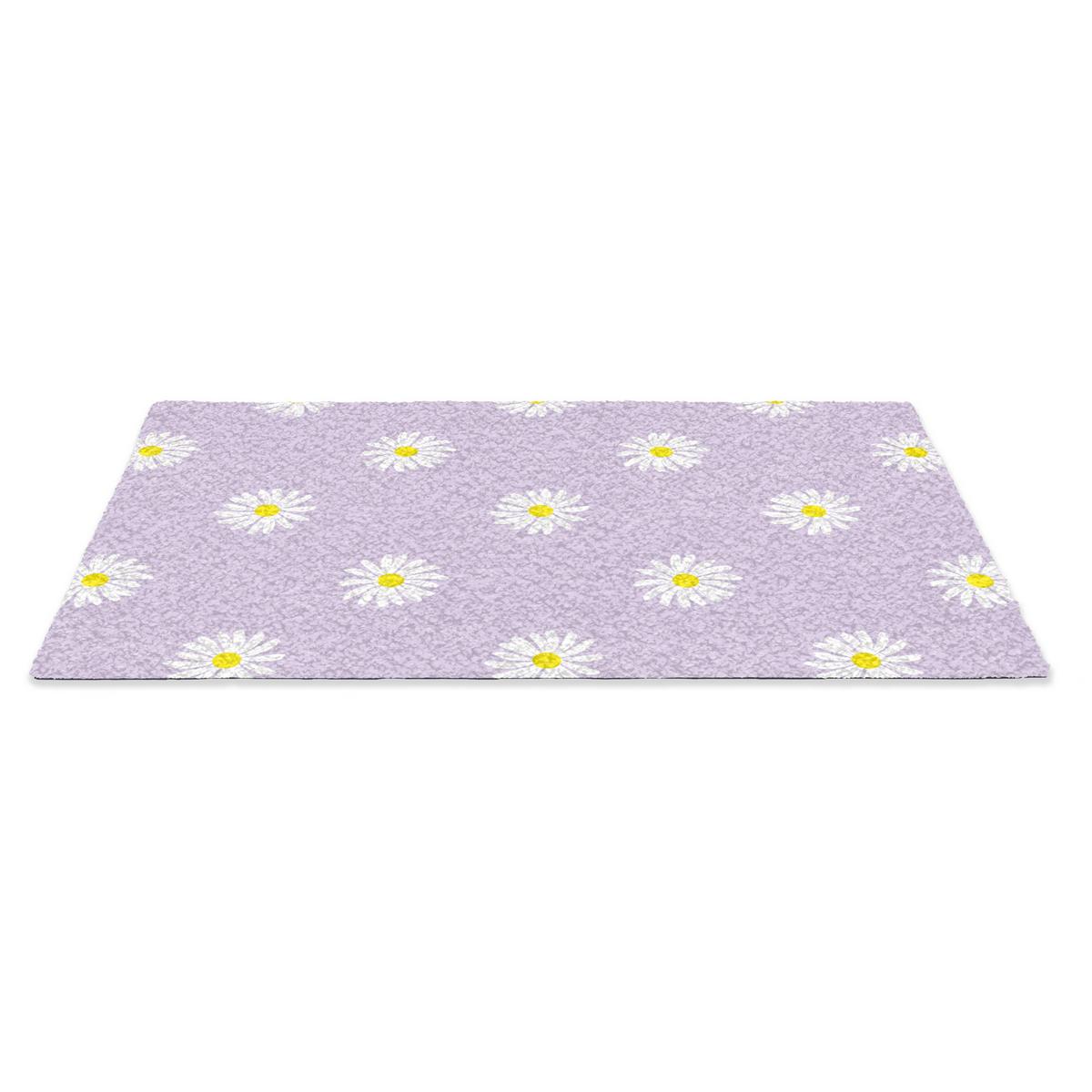 FUSSMATTE Gänseblümchen - Pastell - Weiß - Lila - Blumen Sauberlaufmatte 60x40 cm - Flieder, Kunststoff (60/0.4cm) - MuchoWow