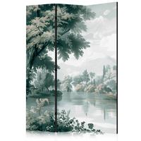 PARAVENT Einseitig Bedruckter 3-tlg 135x172 cm Landschaft mit Park - Grün, Holz/Textil (135/172/3cm) - Muralo