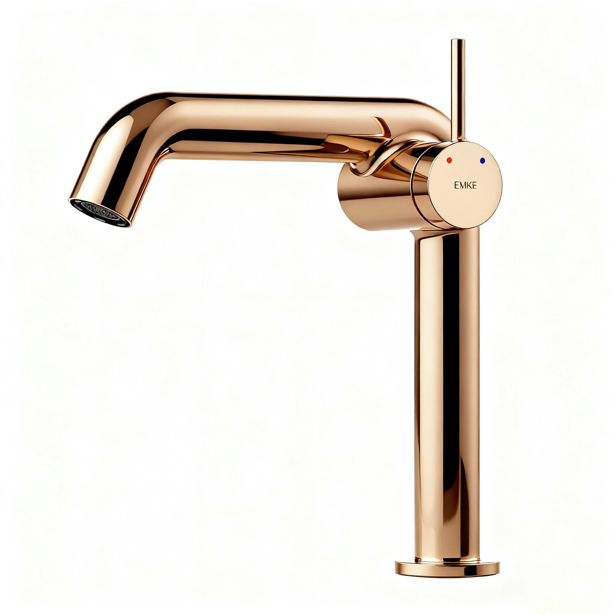 WASCHTISCHARMATUR Ventilkernzertifizierung Rosengold 15cm - Roségold, Metall (20/7.6/22.2cm) - EMKE