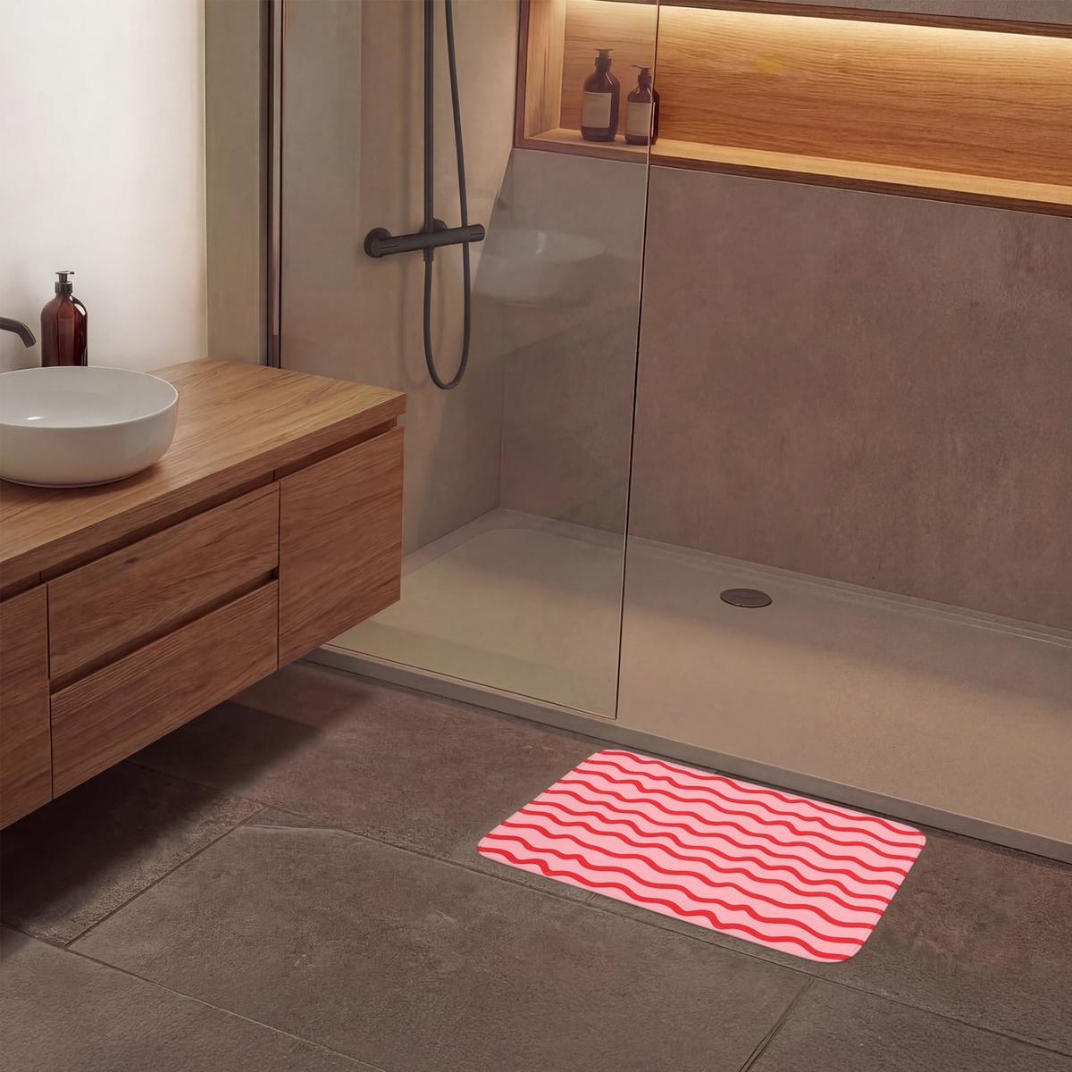 BADEMATTE Verspielt - Muster - Rot 60x40 cm - Rosa, Textil (60/40cm) - OnlyWow