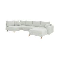 WOHNLANDSCHAFT Henrik Weiß Boucle - Ottomane rechts - Weiß/Braun, Holz/Textil (310/81/161cm) - S-Style Möbel