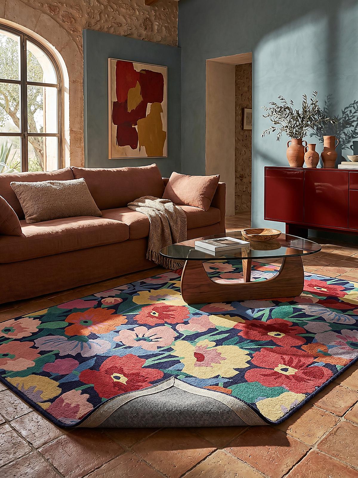 WOLLTEPPICH DAHLIA, floral, Bunt, 200 x 300 cm - Multicolor, Textil (300/200cm) - KADIMA DESIGN