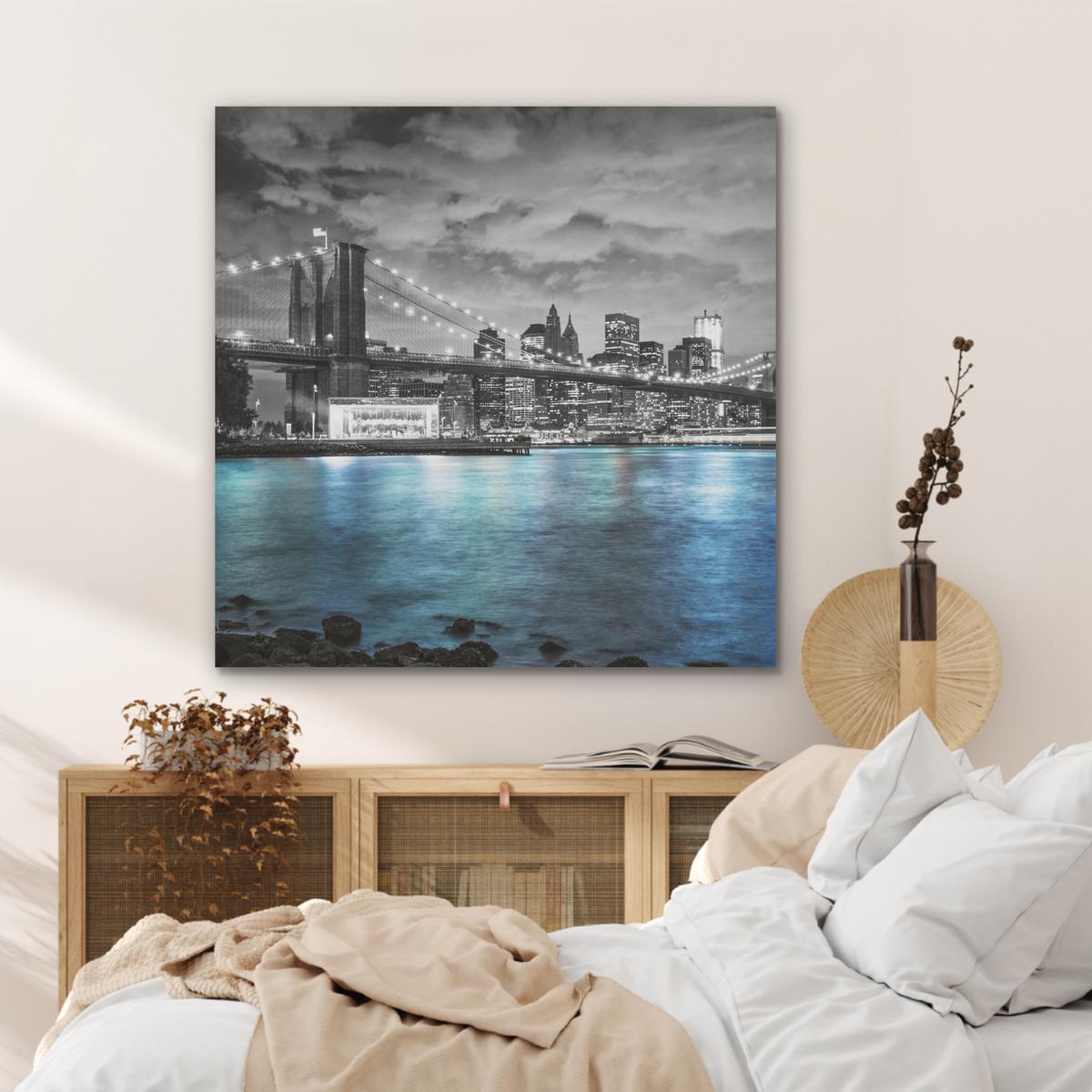 AKUSTIKBILD New York - Skyline - Stadt - Blau Akustikpaneele 90x90 cm - Blaugrau, Kunststoff (90/90/0.9cm) - MuchoWow