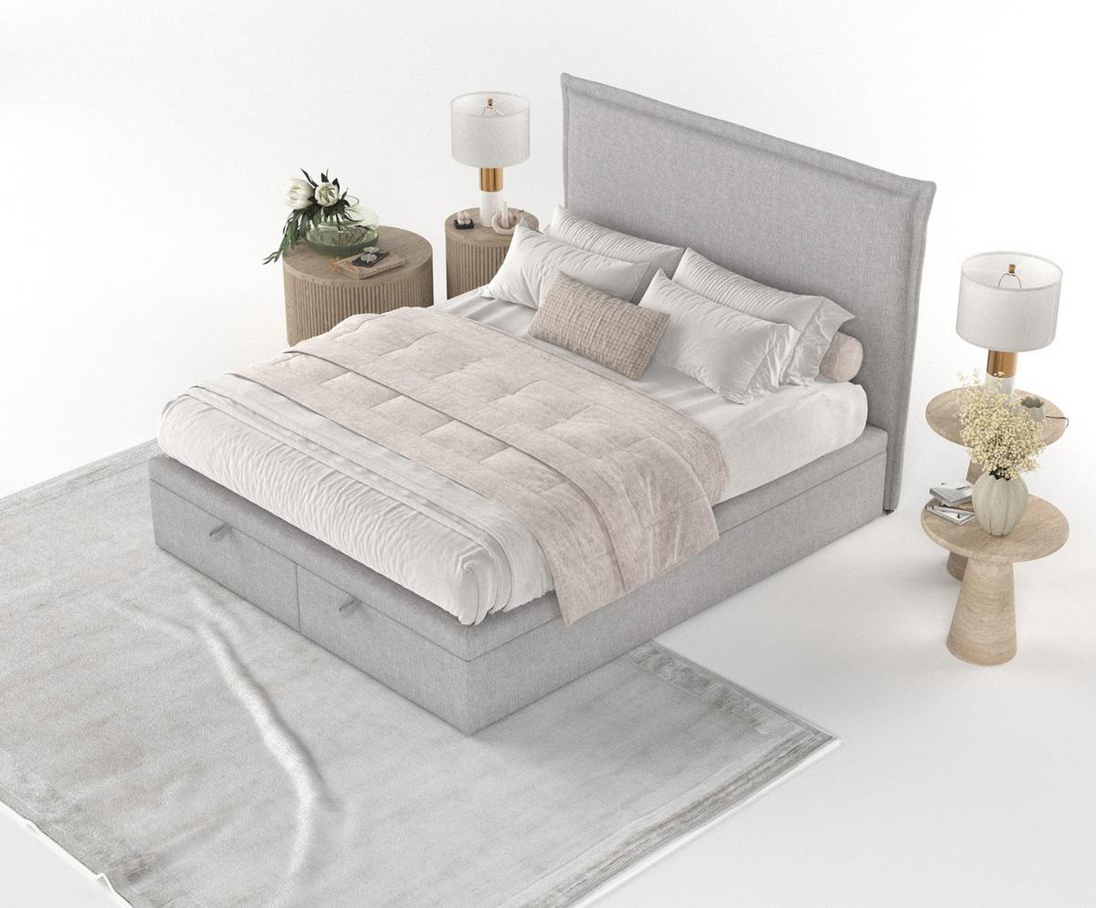 POLSTERBETT Eliot mit Stauraum 140/200 cm Grau im Megan Stoff - Schwarz/Grau, Holz/Holzwerkstoff (140/200cm) - AltaBeds