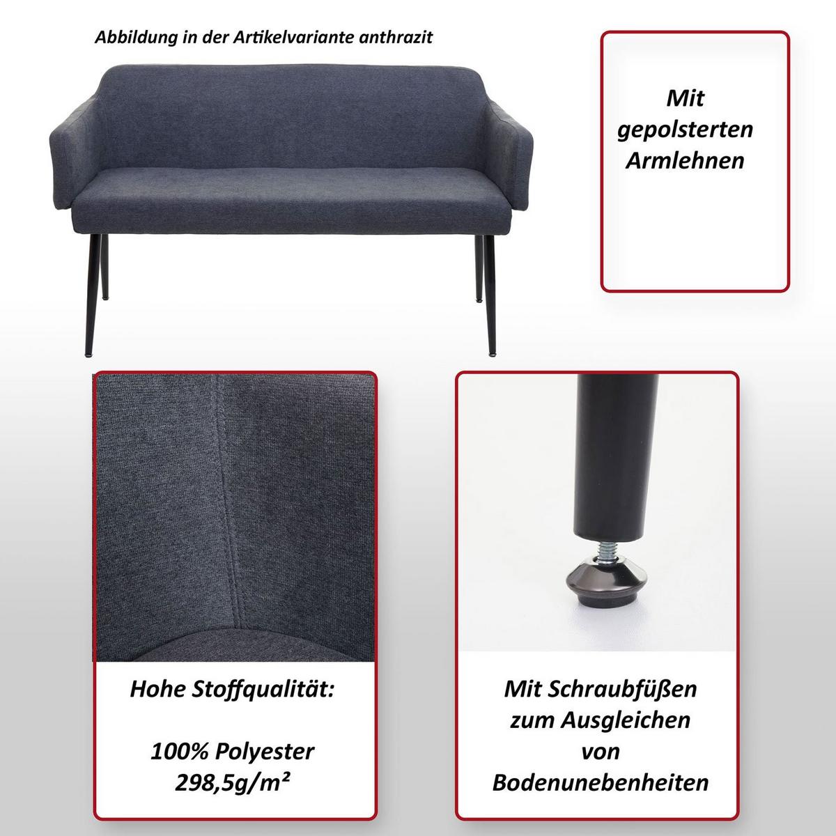 SITZBANK Anthrazit, Schwarz - Anthrazit/Schwarz, Textil (133/77/56cm) - MCW