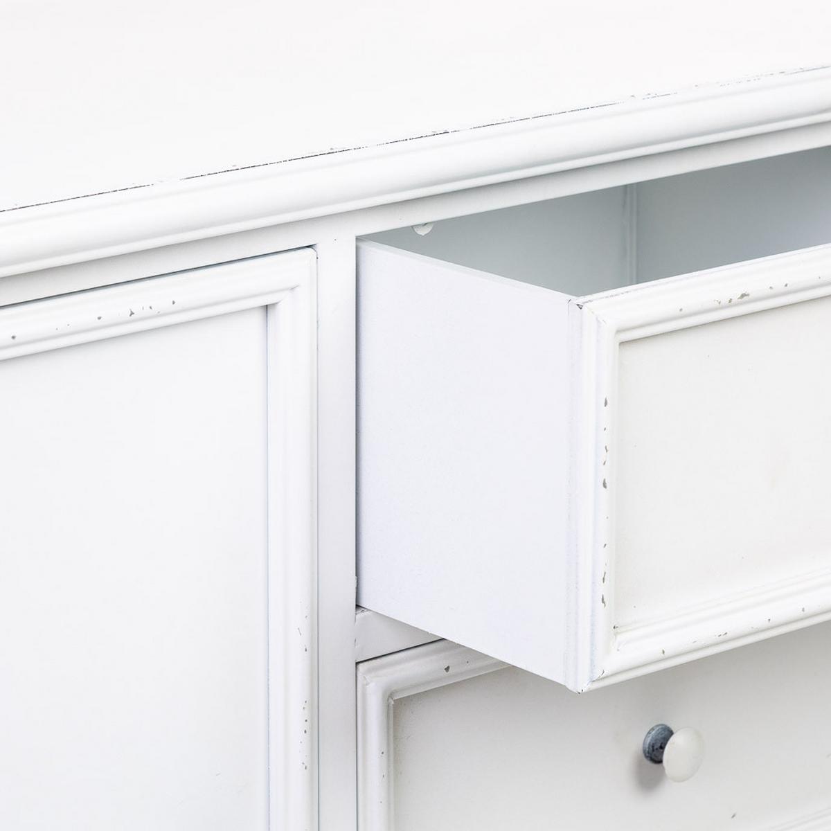 SCHRANK mit 2 Türen und 3 Metall-Schubladen 120x41x80 cm - Weiß, Metall (120/80/41cm) - Wanderlust