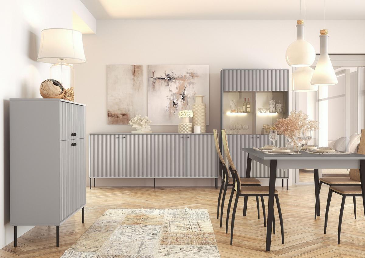 KOMMODE NIMB 105,4/89,2/40,5cm mit Schubladen 2 Türen Grau - Grau, Holzwerkstoff (105.4/89.2/40.5cm) - MASSENO