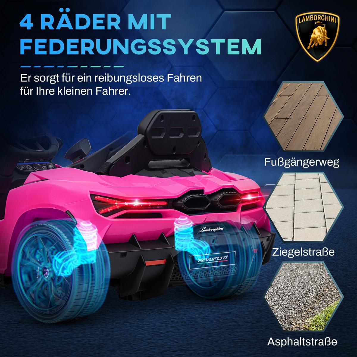 KINDER Elektroauto 12V Kinderauto mit 2,4G Fernbedienung, Musik, Rosa - Rosa, Metall (105/60/40cm) - AIYAPLAY