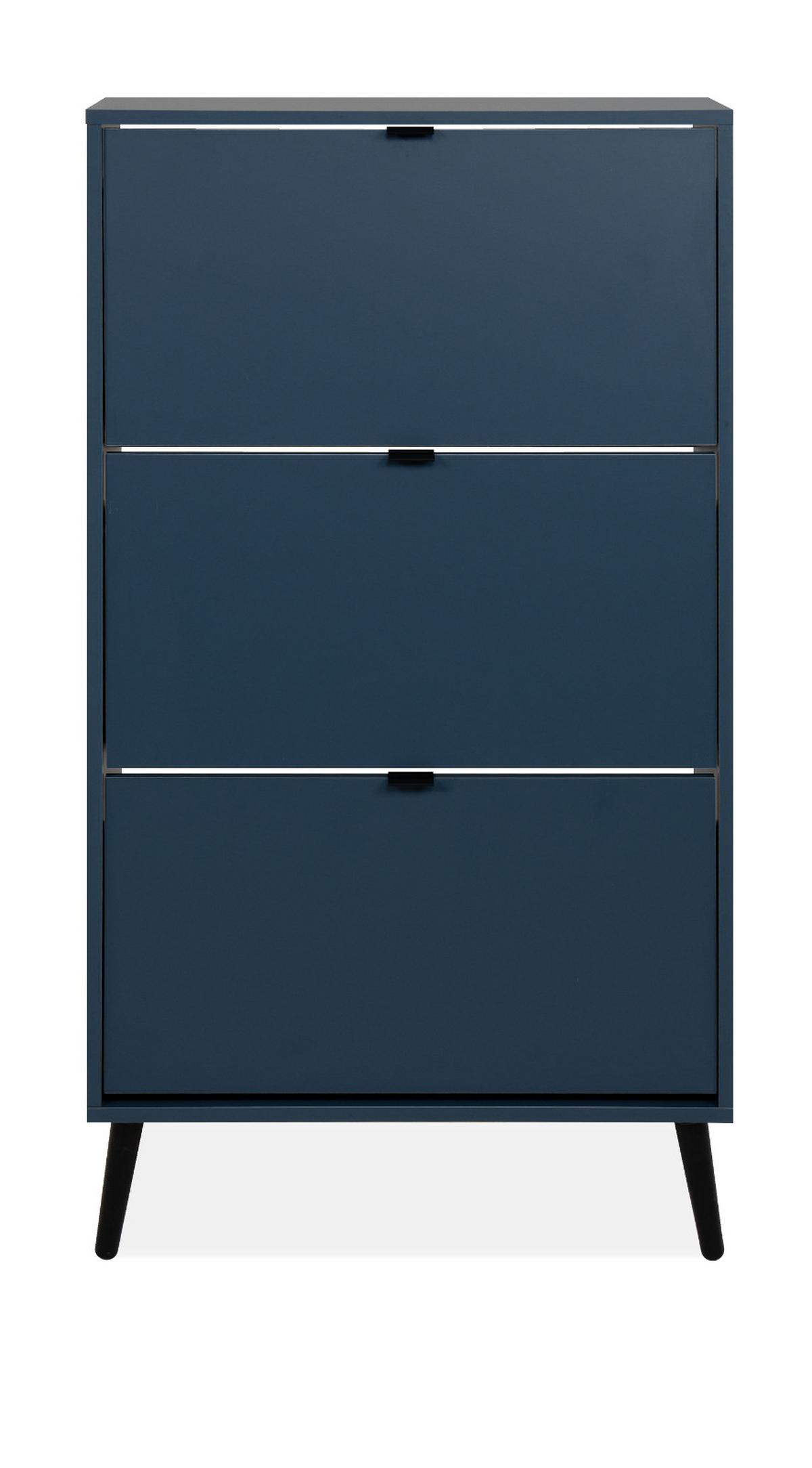 SCHUHSCHRANK blau 70 x 125 cm, Schuhkipper mit 3 Klappen - Blau/Schwarz, Holz/Holzwerkstoff (70/125/24cm) - Furn.Design