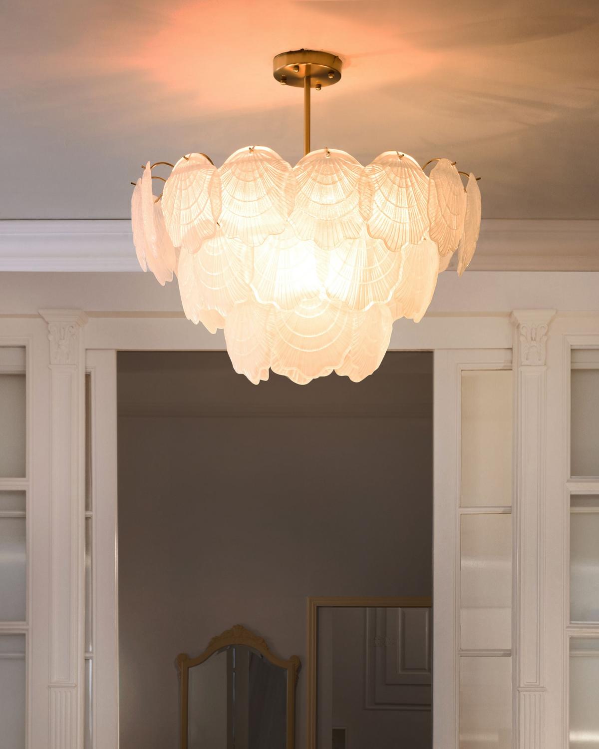 KRONLEUCHTER Glas Messing Caplina - Transparent/Messingfarben, Glas (60/60/65cm) - Beliani