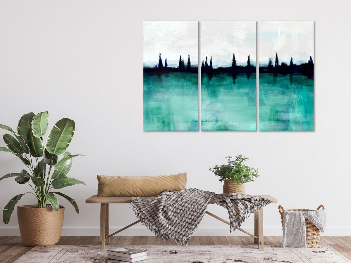 KUNSTDRUCK Türkis 90/60 cm - Türkis/Grau, Textil (90/60cm) - KUNSTLOFT