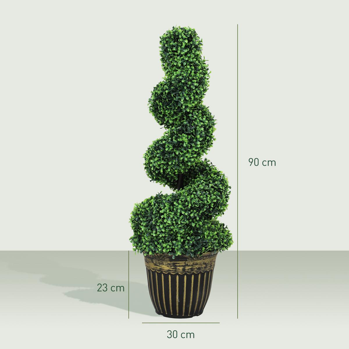 KÜNSTLICHE Pflanzen 2er-Set, UV-beständige 90 cm Kunstpflanze im Blumentopf - Grün, Kunststoff (90cm) - HOMCOM