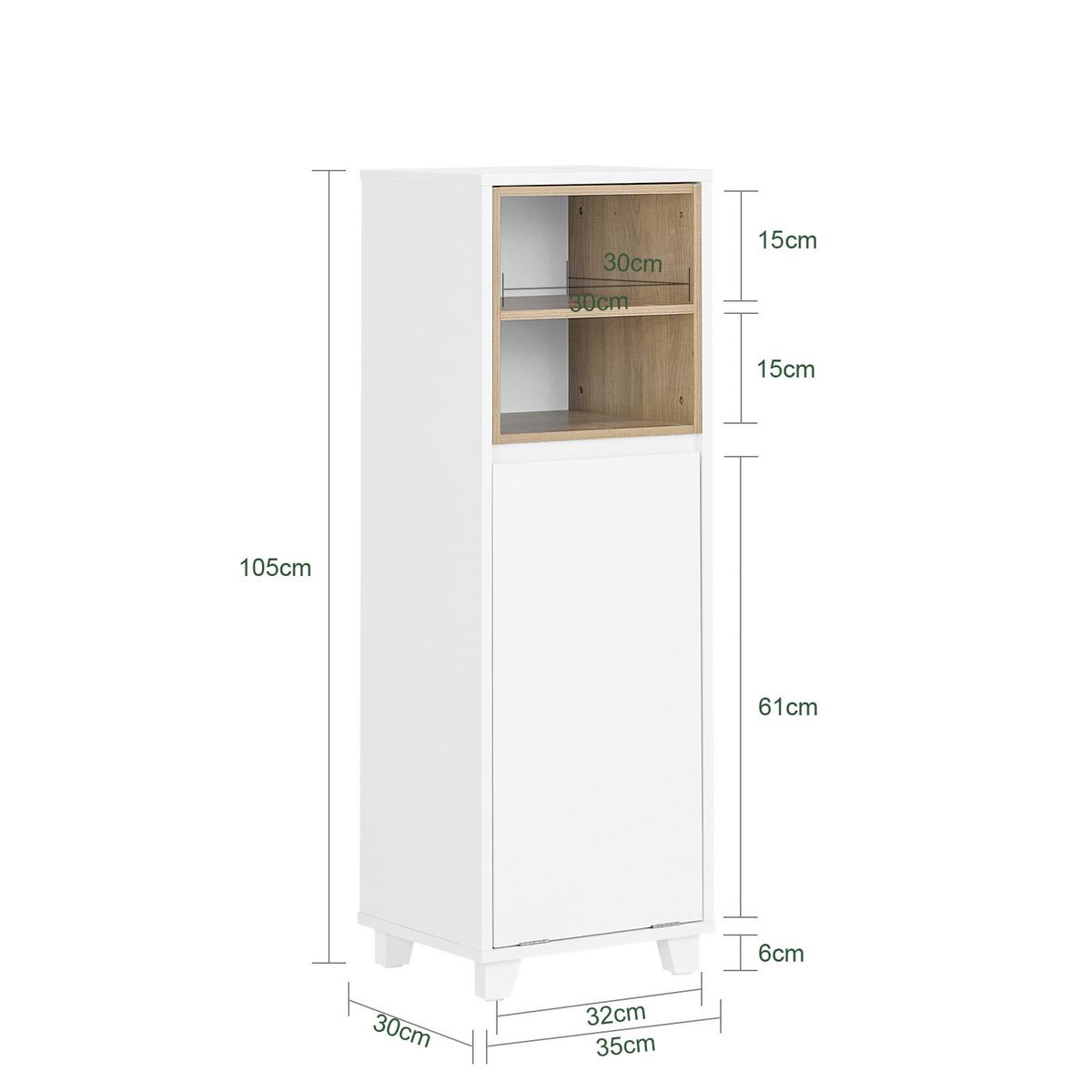 WÄSCHESCHRANK Weiß - Weiß, Holzwerkstoff (35/105/30cm) - SoBuy