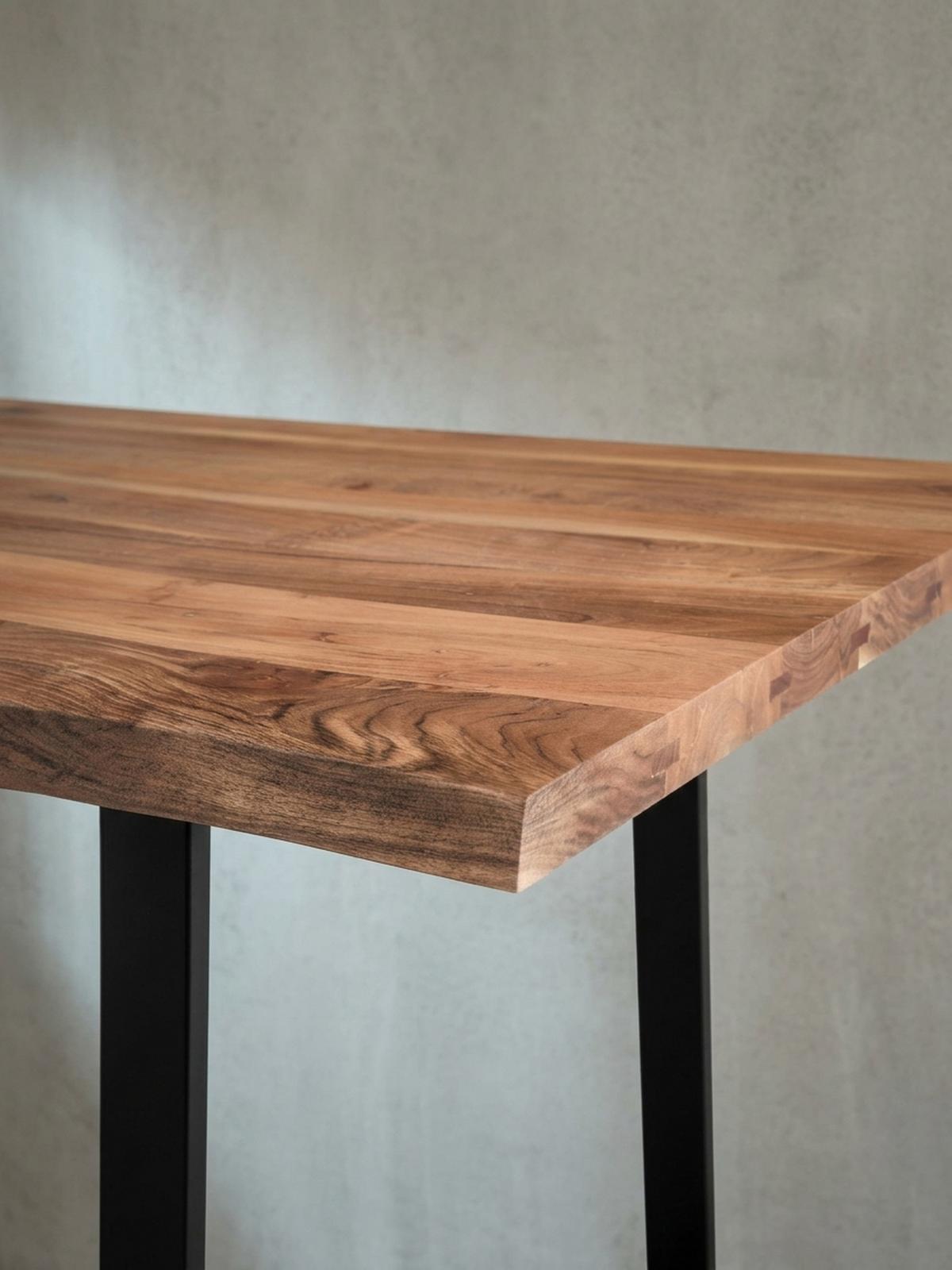 ESSTISCH Massivholz Baumkante Schwarz Metall Handgefertigt TARN, Goldbraun-Schwarz 120x60x76 cm - Schwarz/Braun, Holz (60/120/76cm) - KADIMA DESIGN
