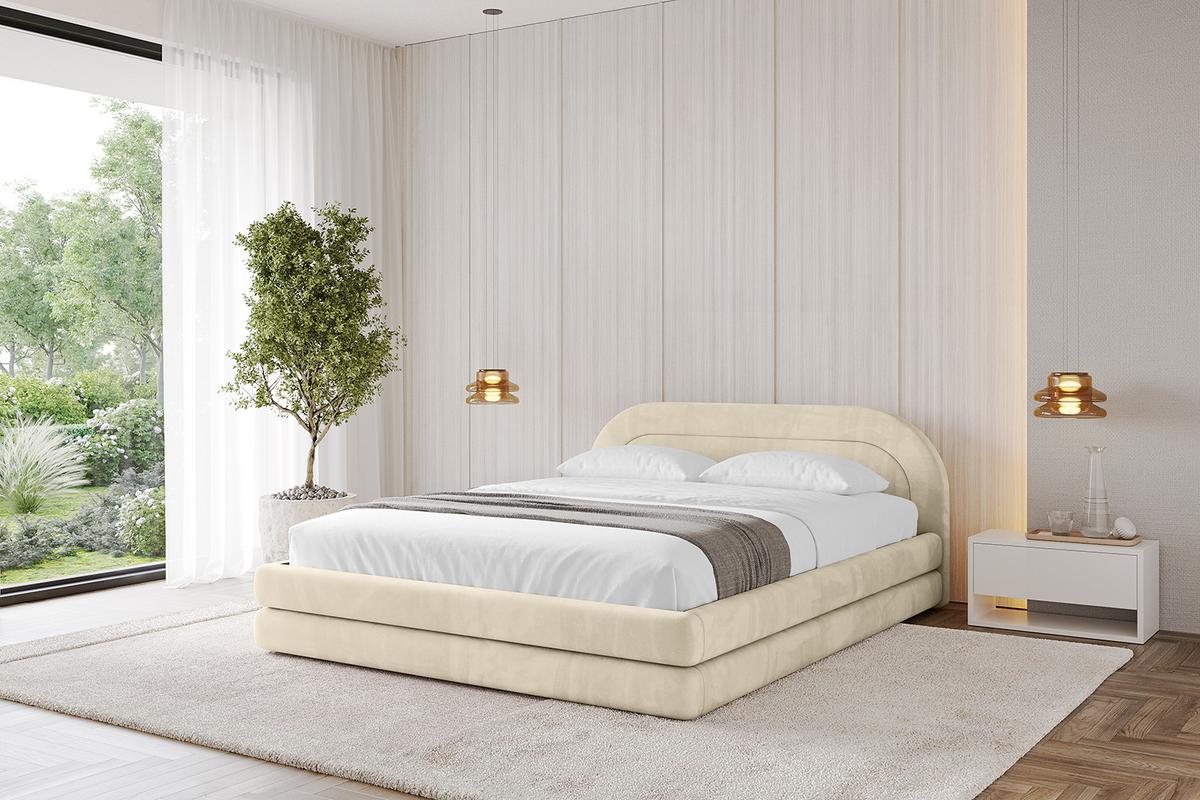 POLSTERBETT mit Bettkasten und Lattenrost, Bett mit Matratze H3/H4 - LERIS-v1 180x200 Beige - Ecru, Holzwerkstoff/Textil (180/200cm) - ALTDECOR