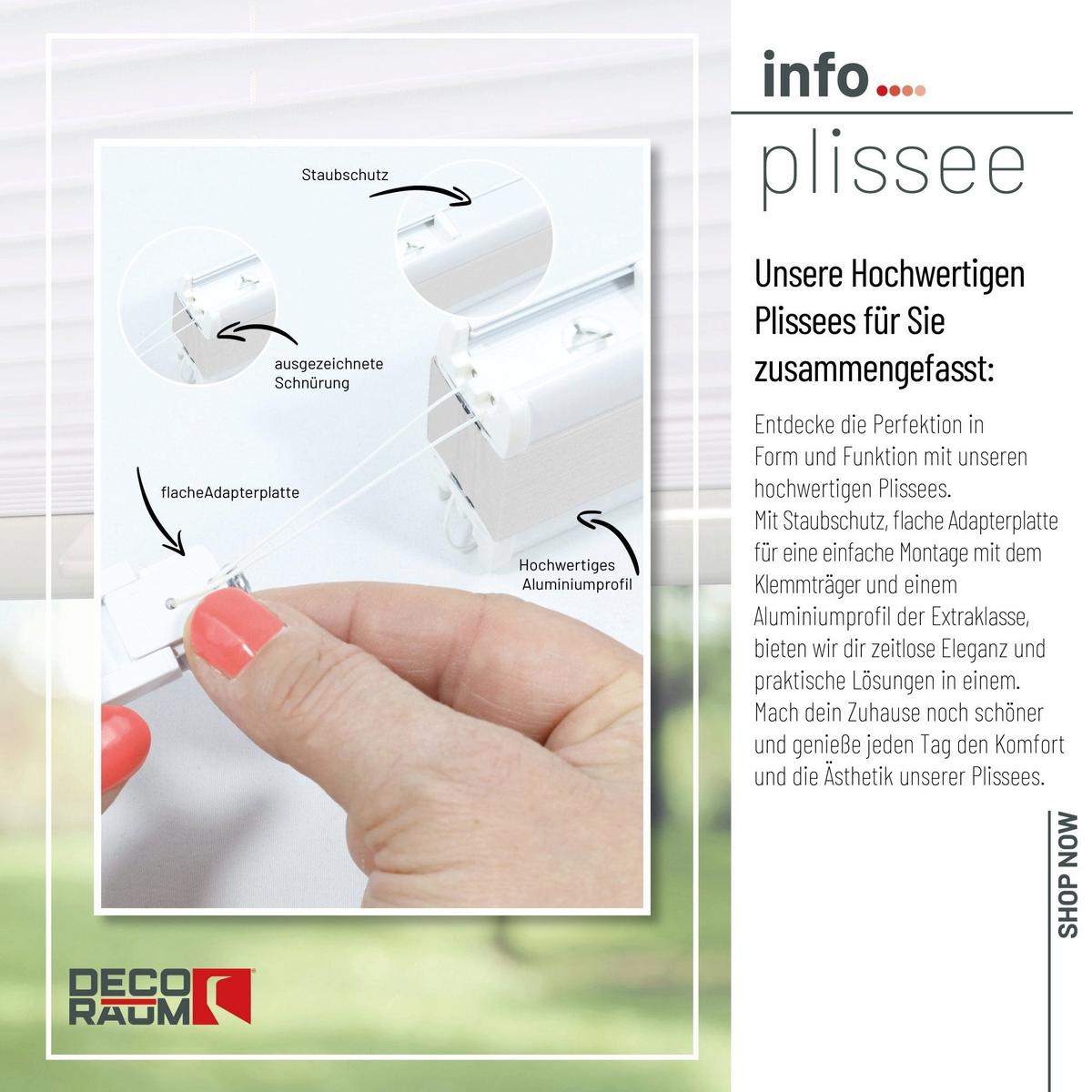 PLISSEE Basic 75 x 210cm Klemmfix ohne Bohren - Weiß, Textil (75/210cm) - Deco-Raum