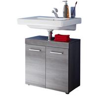 WASCHBECKENUNTERSCHRANK grau Rauchsilber 58 cm, Badschrank 2-türig - Silberfarben/Schwarz, Holzwerkstoff/Kunststoff (58/57/31cm) - Top.Furn