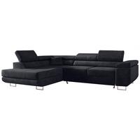 ECKSOFA GUSTAW L Dunkelgrau Velvet Links Seite - Dunkelgrau/Silberfarben, Textil/Metall (205/275cm) - MKS