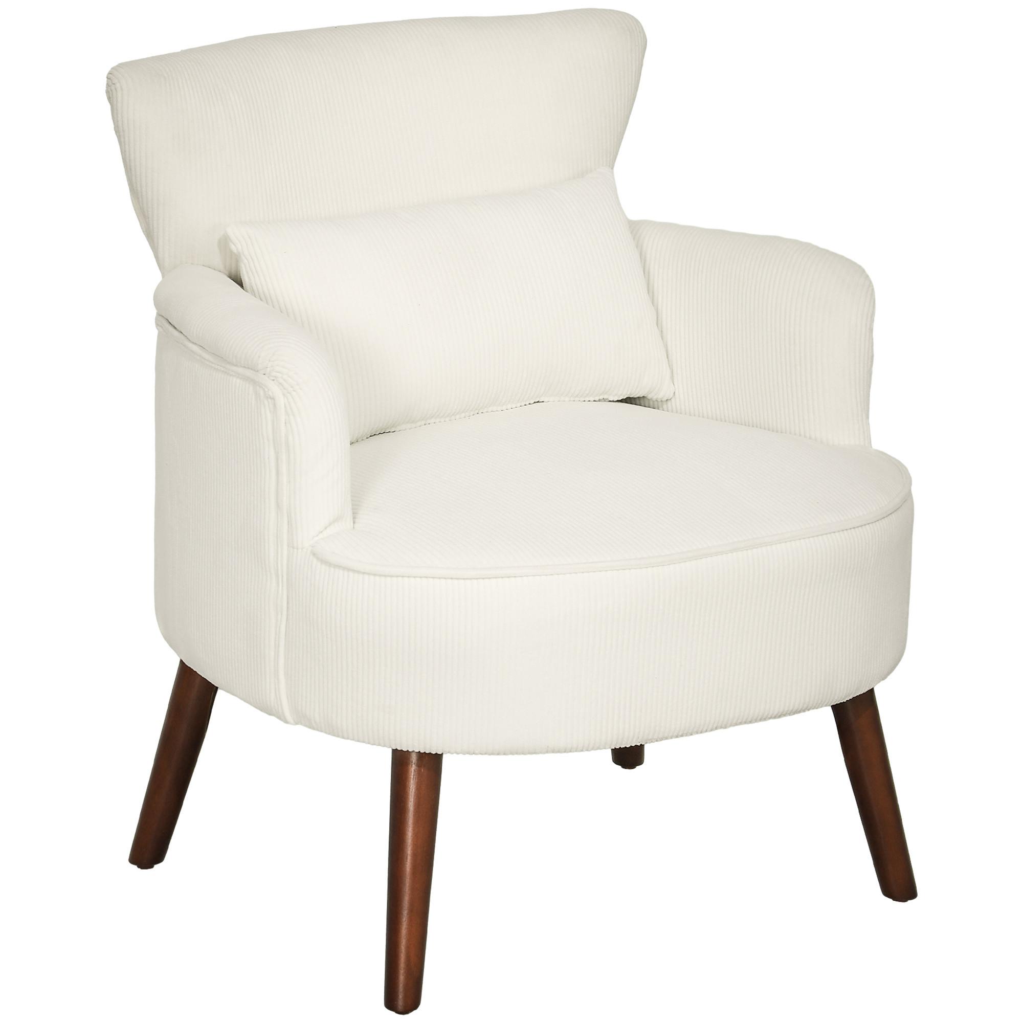 SESSEL mit Rückenlehne, abgerundeten Armlehnen Gepolstert Loungesessel Kordoptik - Beige, Textil (69/78/69.5cm) - HOMCOM