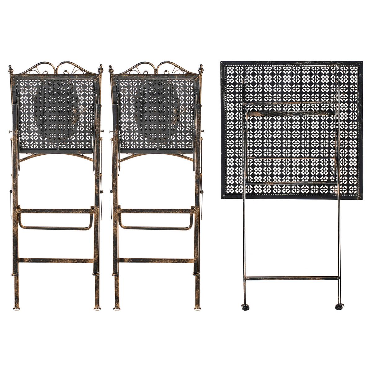 GARTENBAR Set klappbar Metall Schwarz Bormio - Goldfarben/Schwarz, Metall - Beliani