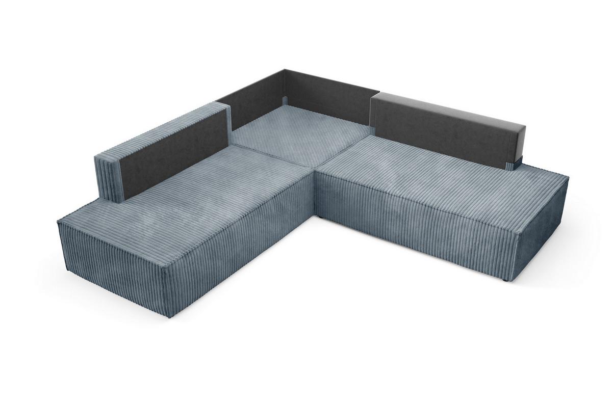 ECKSOFA TESSO II R-S Grau Kordstoff mit Schlaffunktion - Grau, Holz (254/254cm) - MASSENO