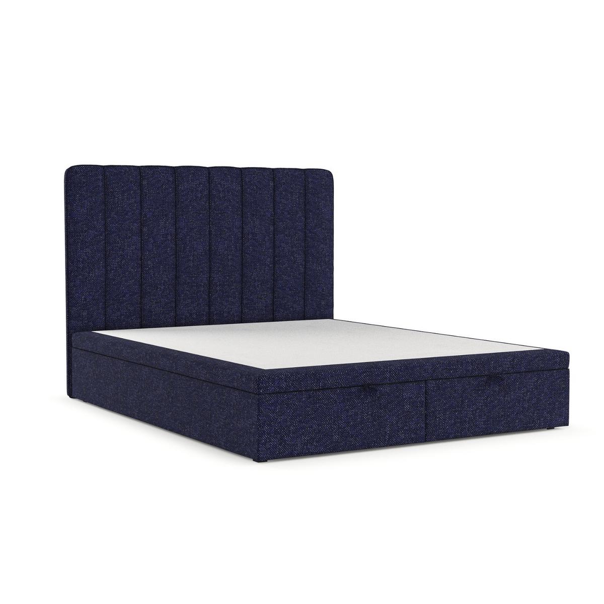 POLSTERBETT Vienna mit Stauraum 140/200 cm Marineblau im Alta Stoff - Schwarz/Dunkelblau, Holz/Holzwerkstoff (140/200cm) - AltaBeds
