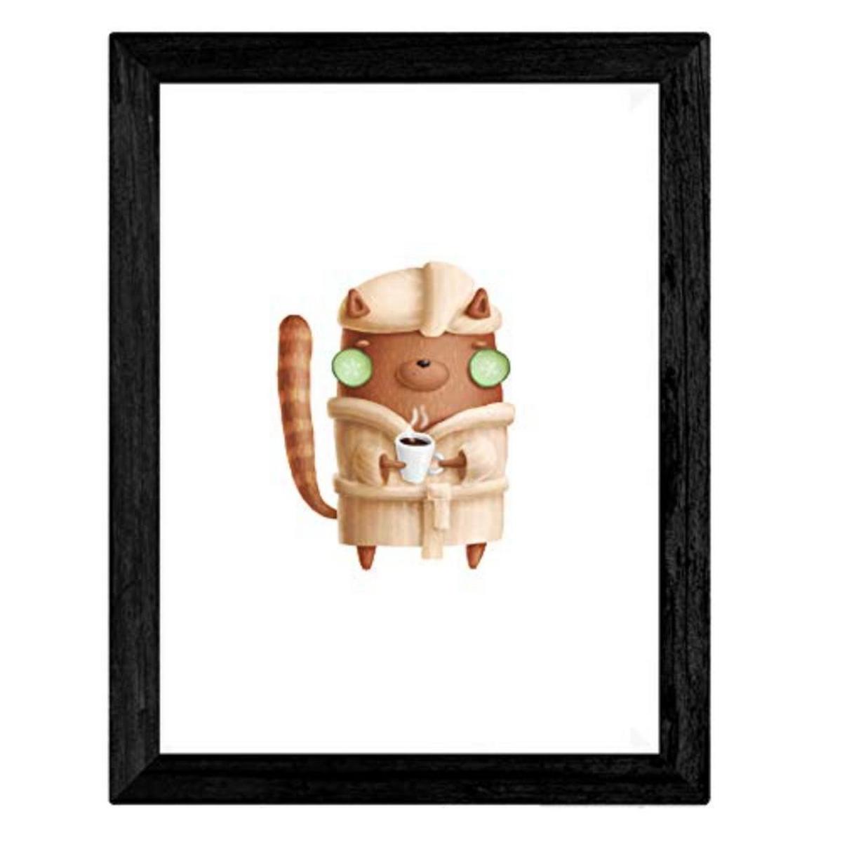 POSTER Set mit 4 Lustige Katzen A3 Schwarzer Rahmen - Schwarz, Papier (29.7/3cm) - Nacnic