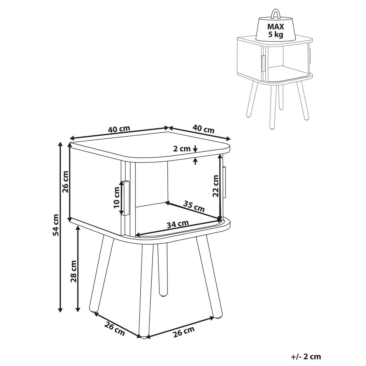 NACHTTISCH Braun Selah - Braun, Holzwerkstoff (40/40/54cm) - Beliani