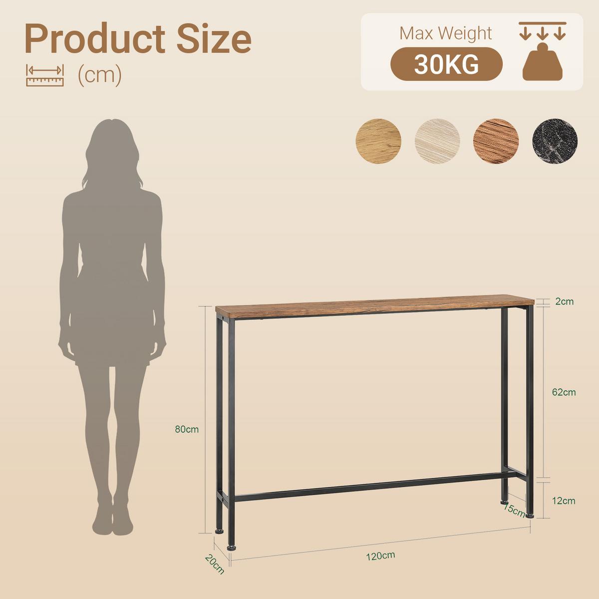 KONSOLENTISCH Vintage, Konsole für Flur und Diele - Braun, Holzwerkstoff/Metall (20/120/80cm) - SoBuy