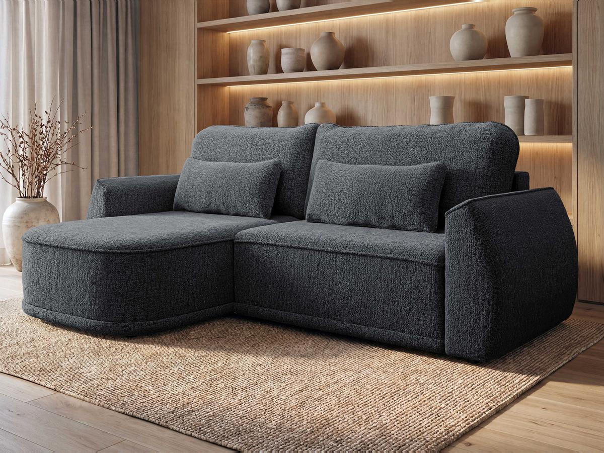 ECKSCHLAFSOFA Lorenzo - Graphitfarben/Schwarz, Holz/Kunststoff (260/165cm) - MIRJAN24