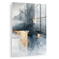 ACRYLGLASBILD Kunst - Grau - Gold - Abstrakt 60x80 cm - Dunkelgrau, Glas (60/80cm) - MuchoWow