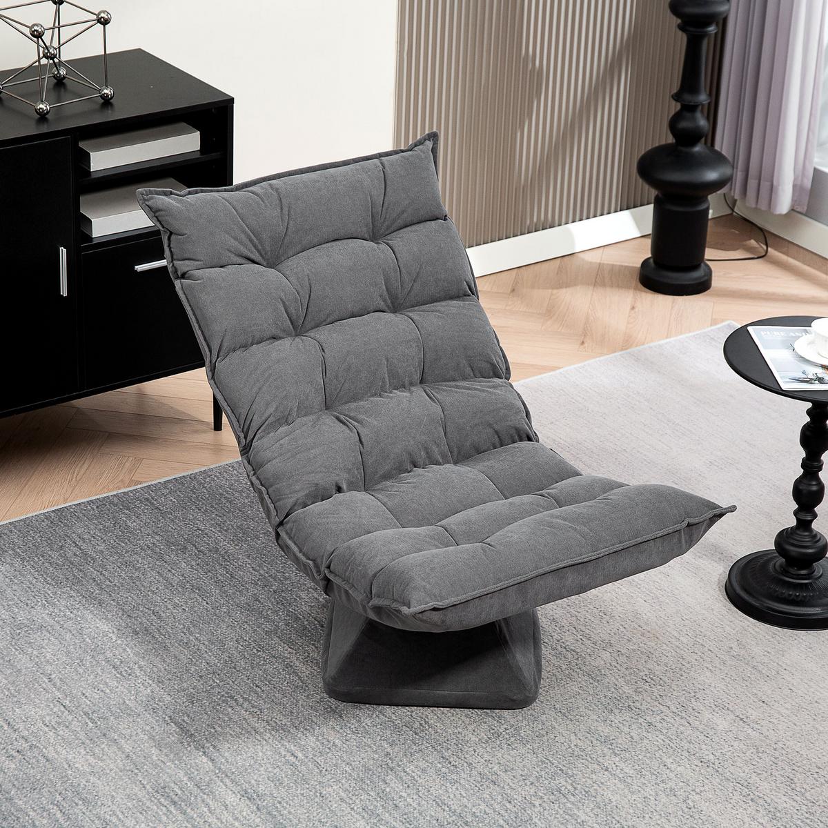 RELAXSESSEL mit Verstellbarer Rückenlehne für Wohnzimmer, Büro Grau - Grau, Metall (70/95/62cm) - HOMCOM