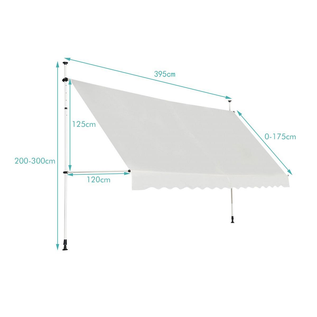 KLEMMMARKISE 400cm Beige - Beige, Metall (395/300/125cm) - COSTWAY