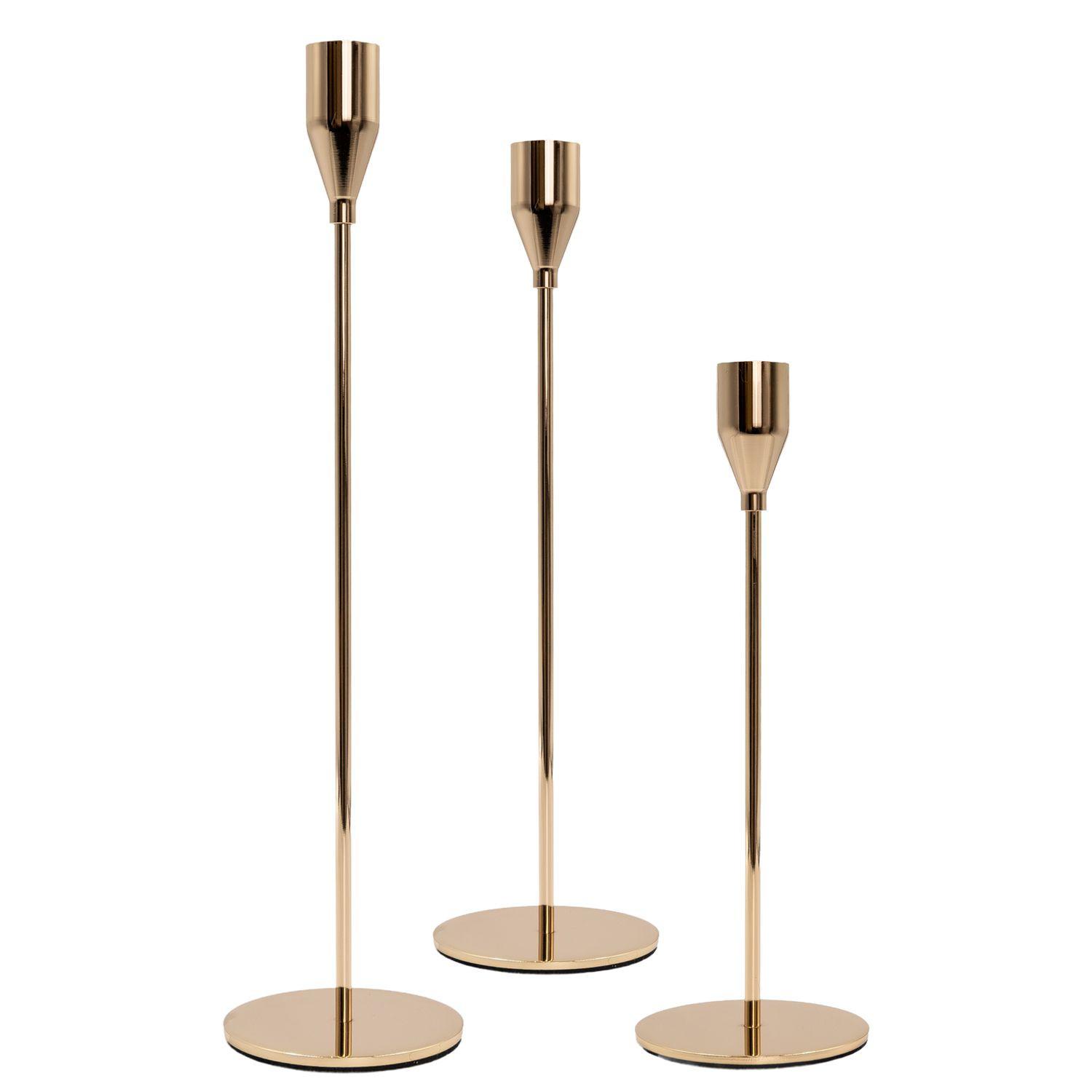 KERZENSTÄNDER 33/28/23 cm (3er-Set) - Roségold, Metall (8/33/8cm) - Intirilife