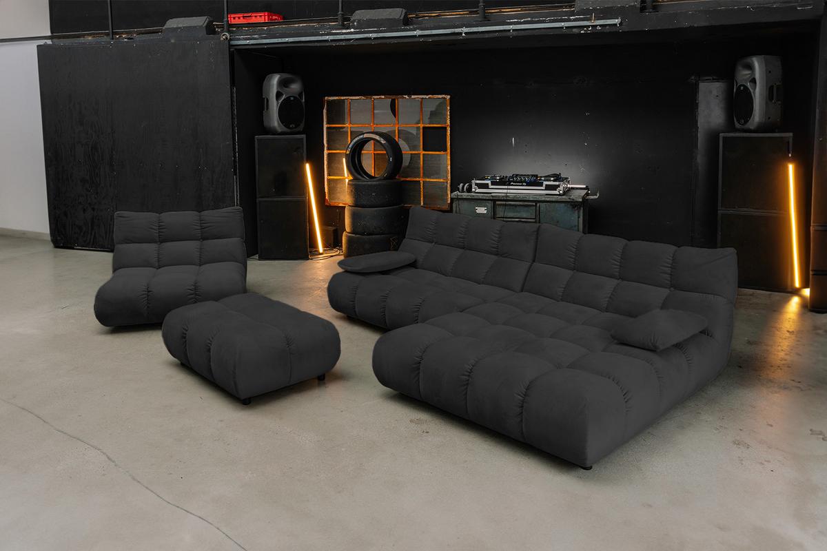 SITZGRUPPE VIVIEN 3ER SET Schwarz Velvet (1er-Set) - Schwarz, Kunststoff/Textil (510/85/359cm) - KAWOLA