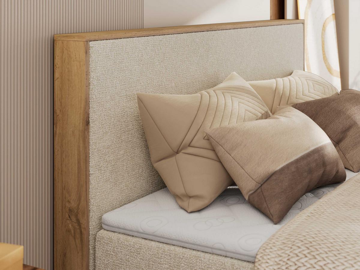 BOXBETT WOOD CLASSIC KING 200/200 - Creme Strukture - H3 - Creme, Textil (200/200cm) - MKS