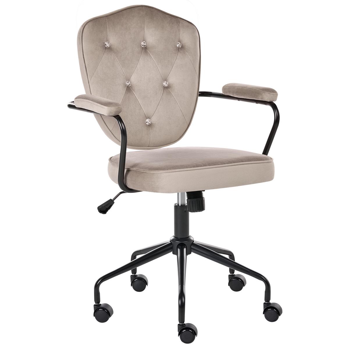 SCHREIBTISCHSTUHL Samtstoff Taupe Velisse - Taupe, Textil (55/98/55cm) - Beliani
