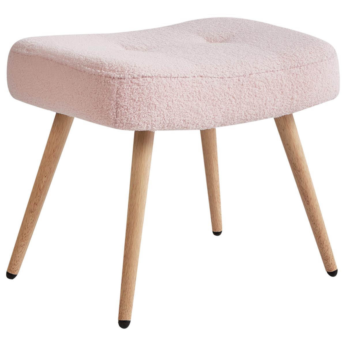 OHRENSESSEL mit Fußstütze Bouclé Pastellrosa Vejle - Pink, Textil (67/95/70cm) - Beliani