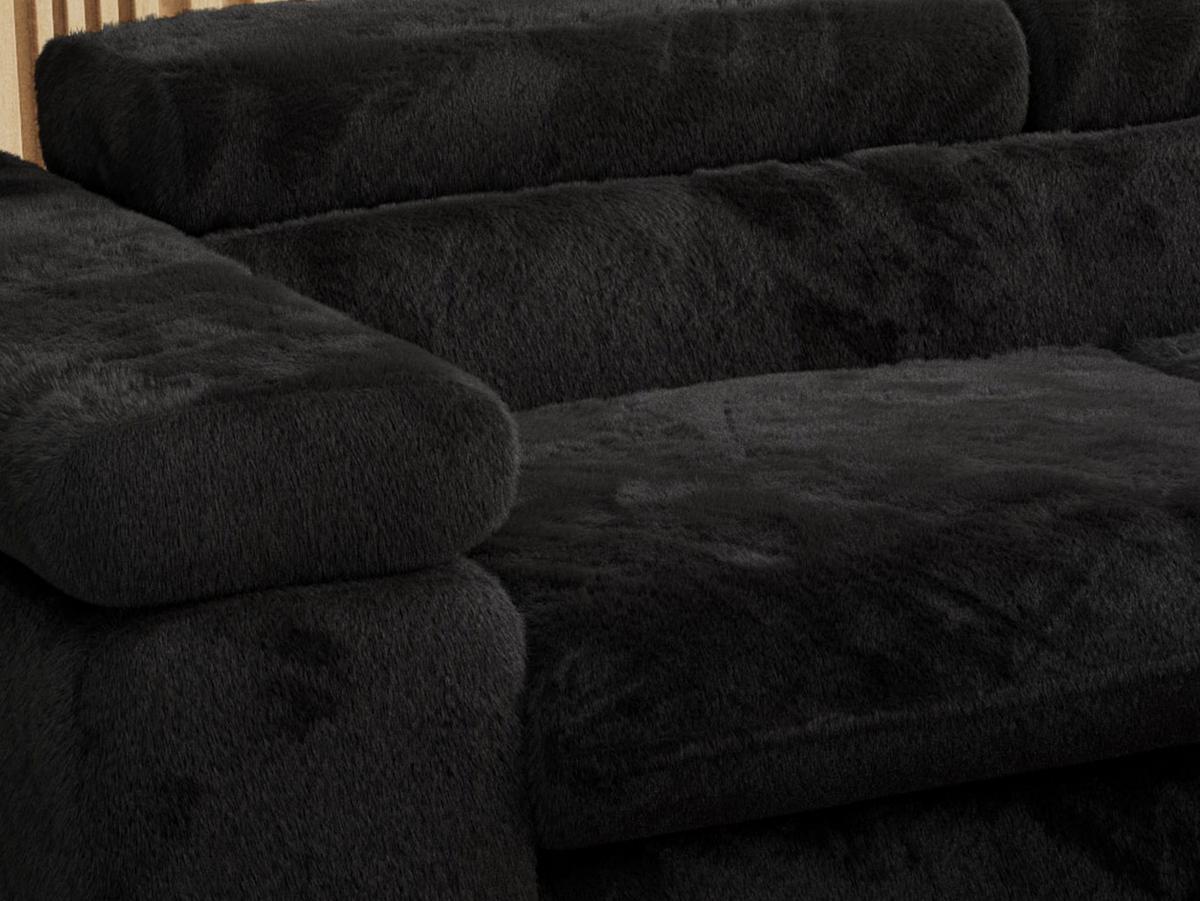 WOHNLANDSCHAFT PETER U Plüsch Schwarz - Schwarz, Textil/Metall (346/76/208cm) - MKS