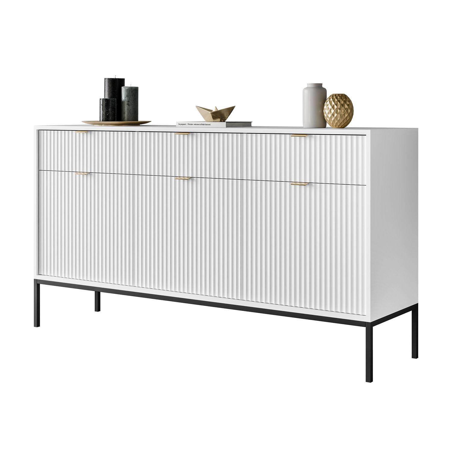 SIDEBOARD CORTADO KSZ154 MIT SCHUBLADEN 154 CM WEISS - Weiß, Holzwerkstoff (154/83/39cm) - Lookway