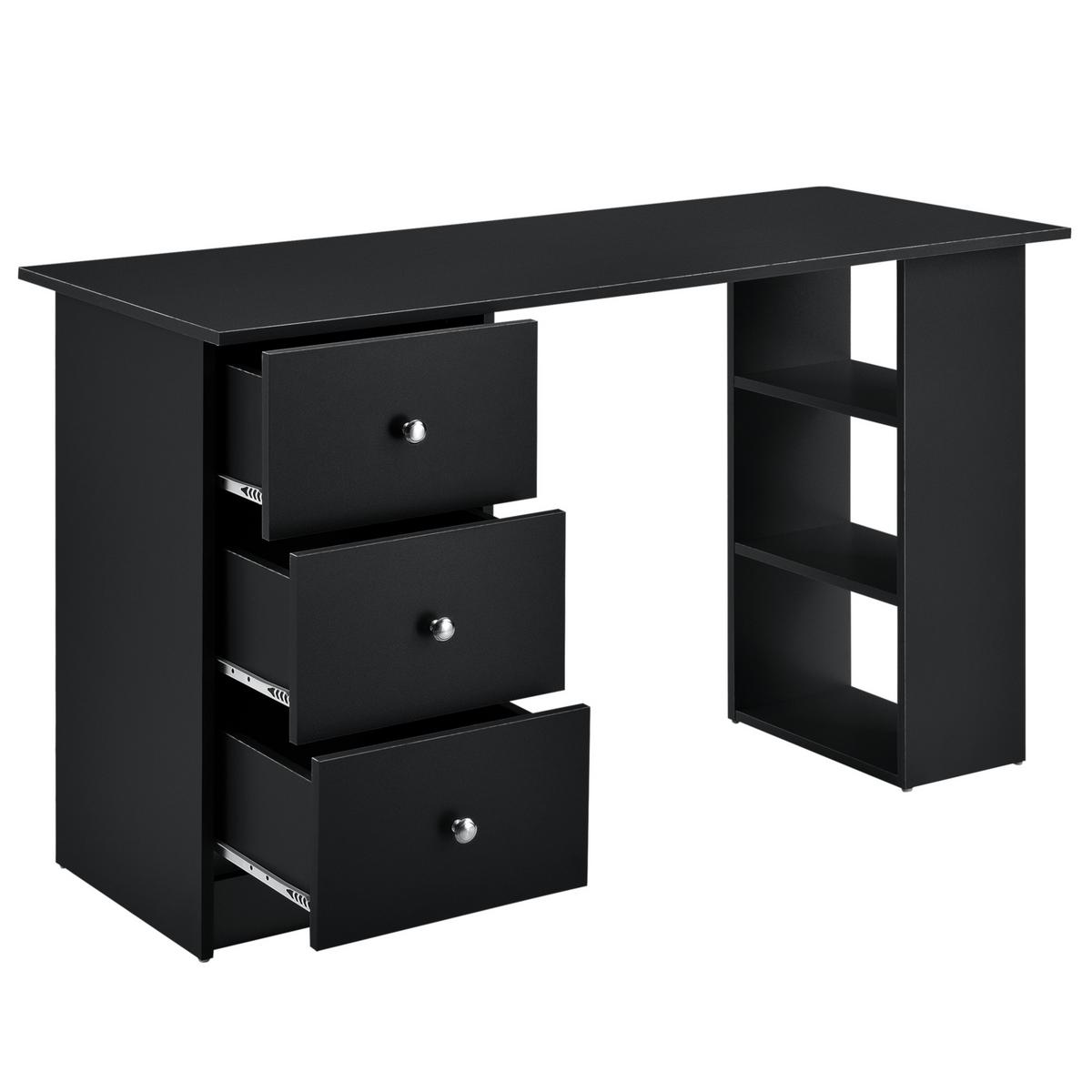 SCHREIBTISCH Lemberg - Schwarz, Holzwerkstoff (49/120/72cm) - [en.casa]