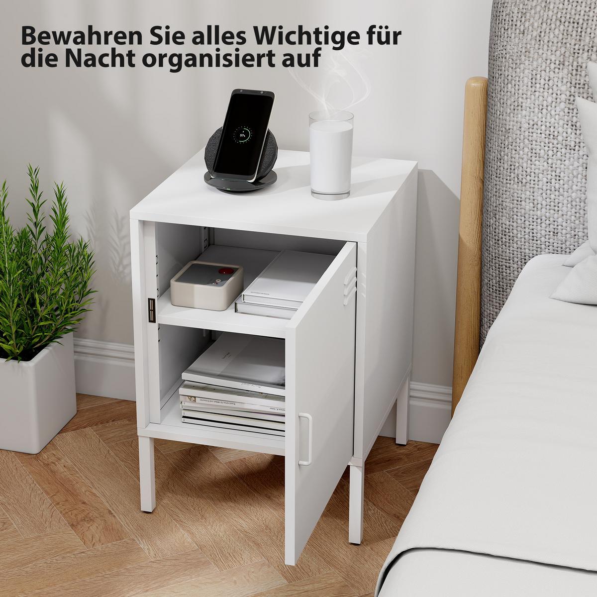 NACHTTISCH Stahl Weiß - Weiß, Metall (40/56/40cm) - HOMCOM