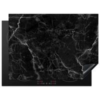 HERDABDECKPLATTE Marmor - Schwarz - Weiß - Textur - Marmoroptik Herdabdeckung Induktionsfeld 70x52 cm - Silberfarben, Kunststoff (70/52/0.2cm) - MuchoWow